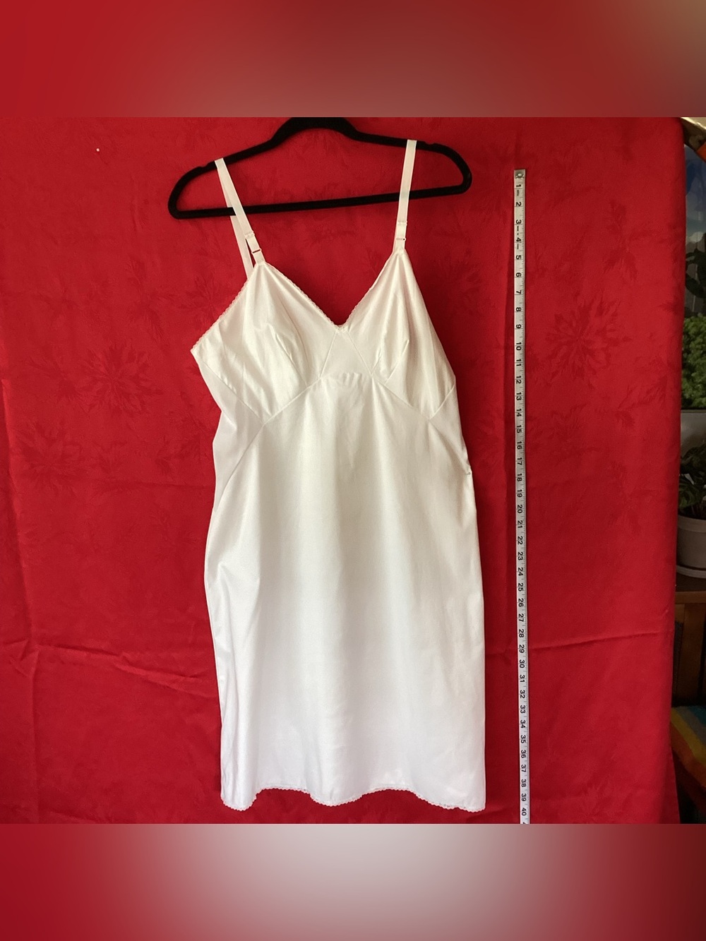 Vintage 1960-70s nylon full slip dress cream white 100% nylon